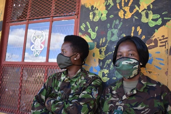 Belinda and fellow ranger at a school. Photo credit: Valeria van de Westhuizen